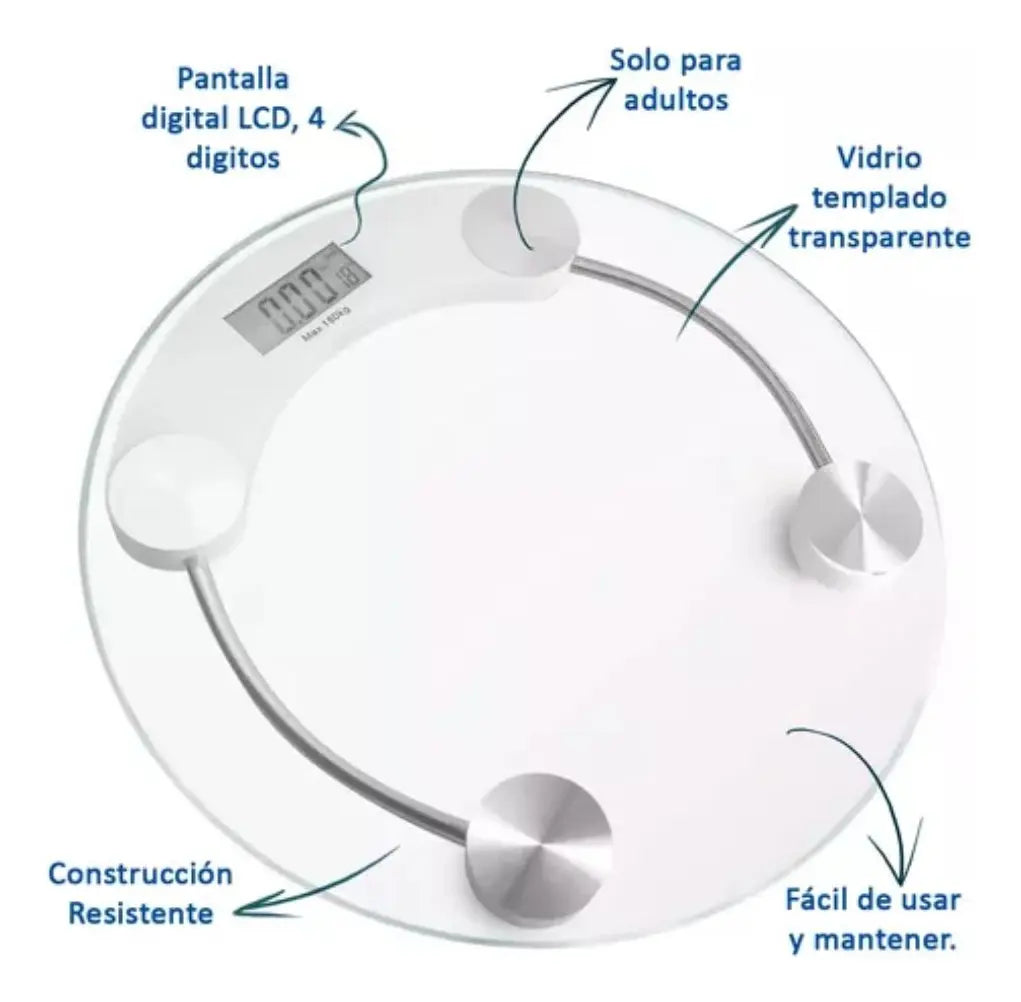 Balanza De Baño Digital De Vidrio Redonda E2002