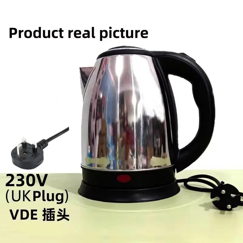 Pava Eléctrica 2L de Acero Inoxidable - Calienta Agua Rápido 1000W con Apagado Automático