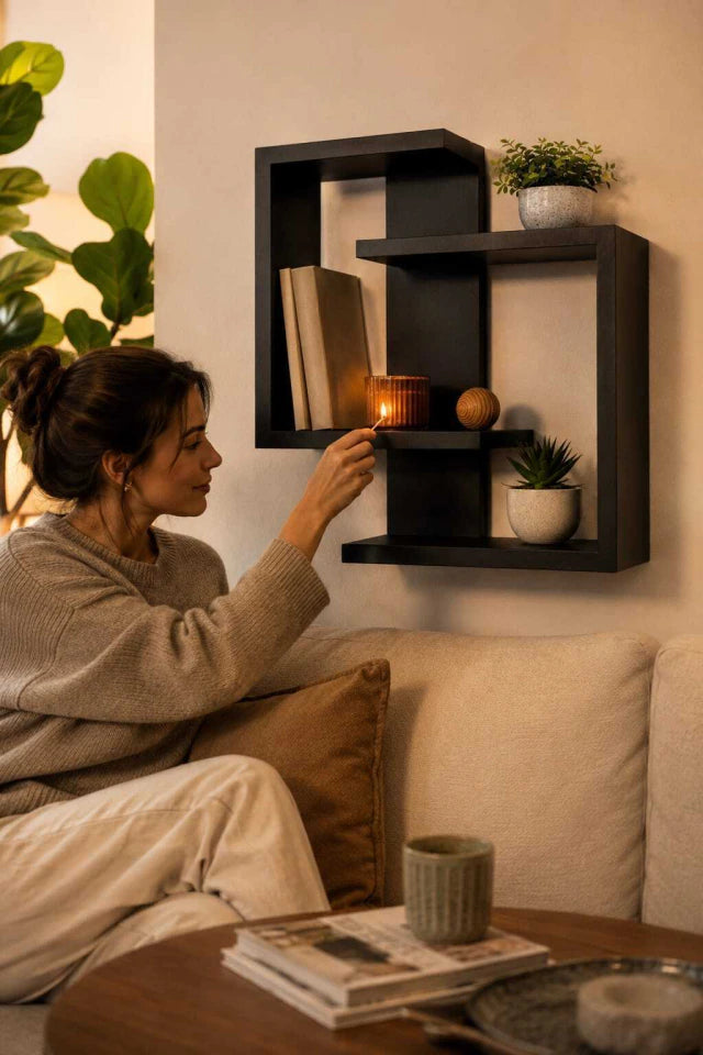 Estante Urunday de Madera para Pared - Repisa Flotante