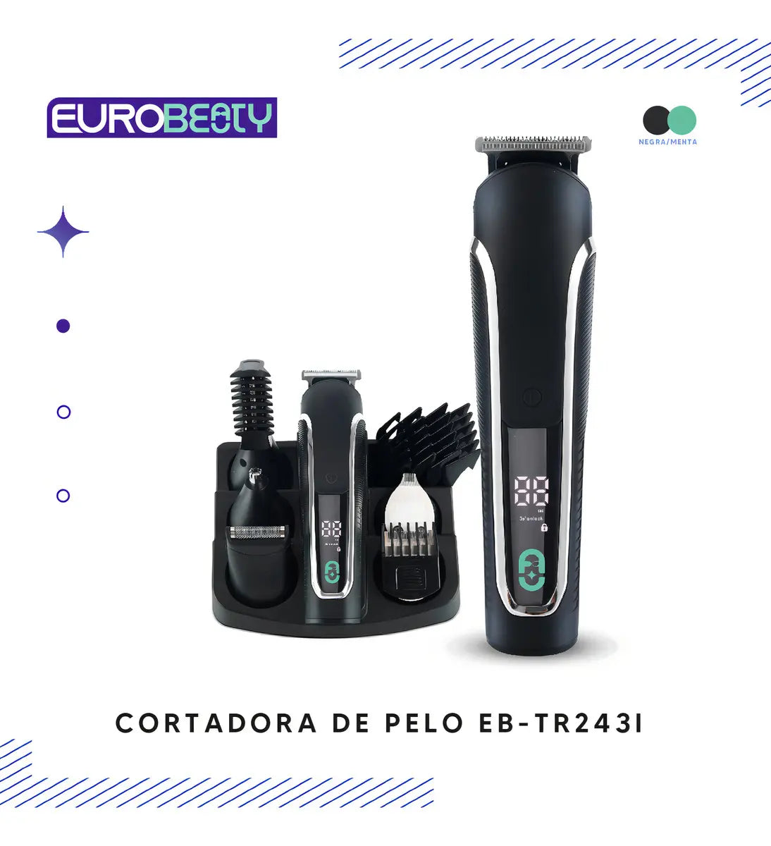 Maquina Cortadora De Pelo Set Digital Negra EB-TR2431