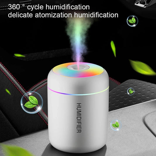 Mini Humidificador y Difusor de Aromas USB - Luz LED de Colores, Niebla Fría 360°, Silencioso para Hogar, Oficina y Auto