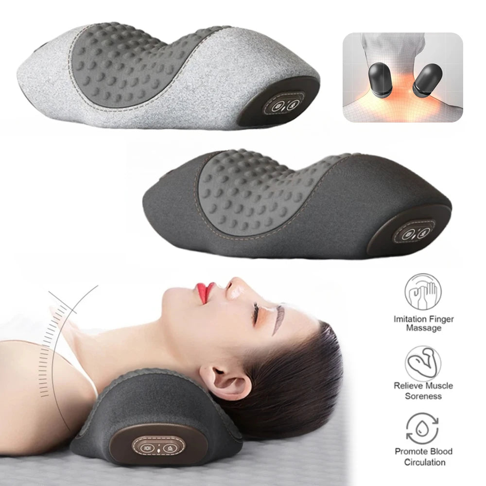 Almohada Masajeadora Cervical Eléctrica - Masaje con Calor y Vibración, Tracción y Estiramiento de Cuello para Relajar Cervicales