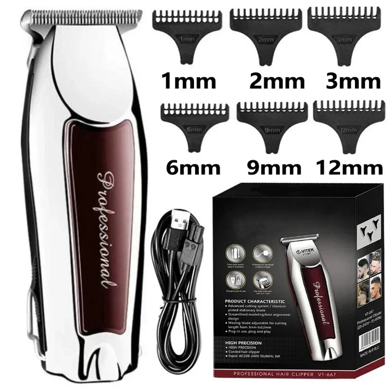 Máquina de Cortar Pelo Profesional Recargable - Kit Barbero para Hombre, Cuchillas de Acero, Inalámbrica