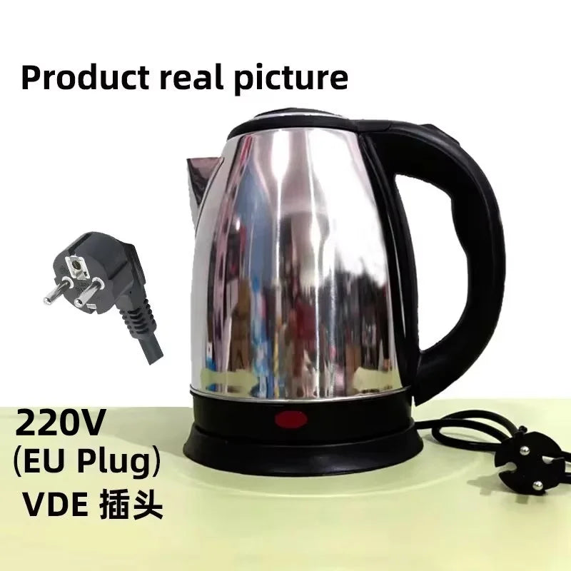 Pava Eléctrica 2L de Acero Inoxidable - Calienta Agua Rápido 1000W con Apagado Automático