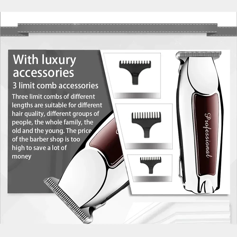 Máquina de Cortar Pelo Profesional Recargable - Kit Barbero para Hombre, Cuchillas de Acero, Inalámbrica