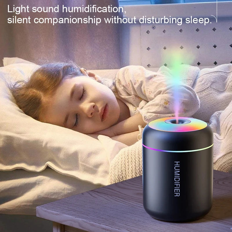 Mini Humidificador y Difusor de Aromas USB - Luz LED de Colores, Niebla Fría 360°, Silencioso para Hogar, Oficina y Auto
