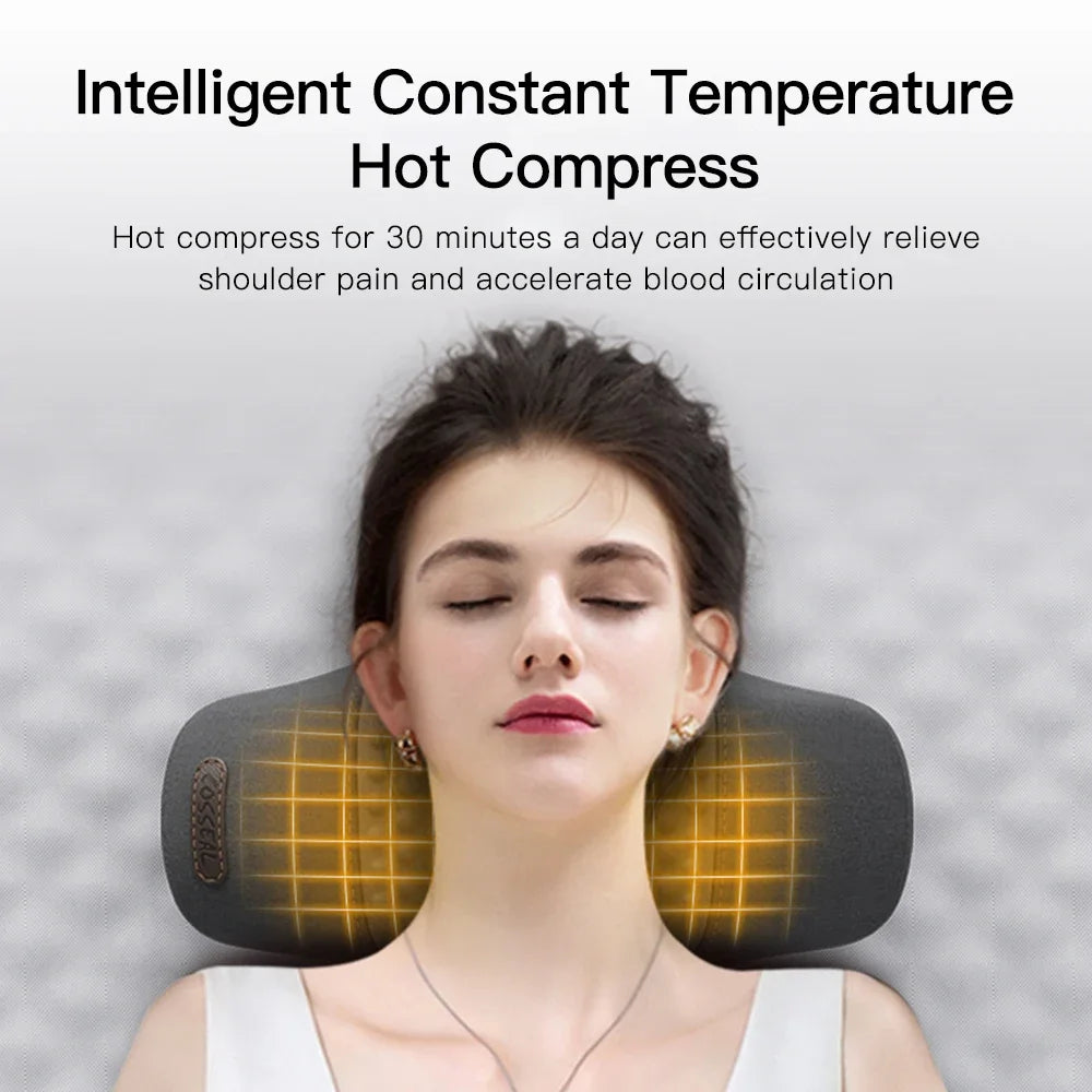 Almohada Masajeadora Cervical Eléctrica - Masaje con Calor y Vibración, Tracción y Estiramiento de Cuello para Relajar Cervicales