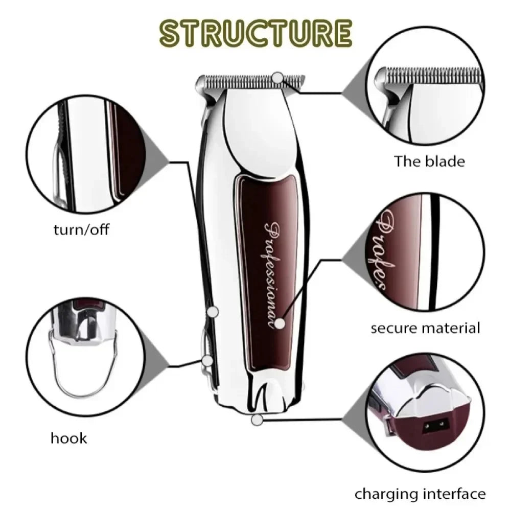Máquina de Cortar Pelo Profesional Recargable - Kit Barbero para Hombre, Cuchillas de Acero, Inalámbrica