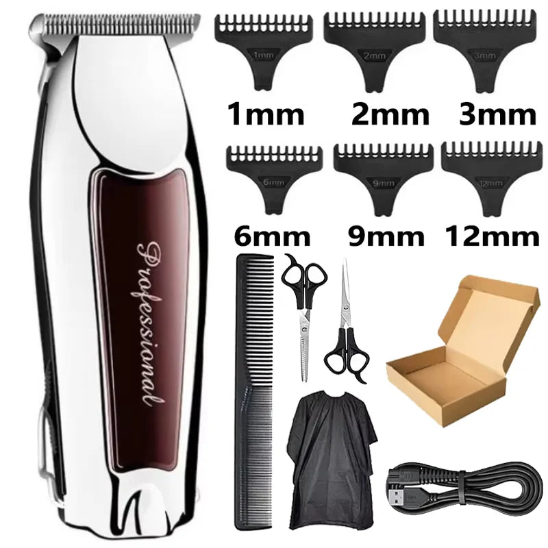 Máquina de Cortar Pelo Profesional Recargable - Kit Barbero para Hombre, Cuchillas de Acero, Inalámbrica