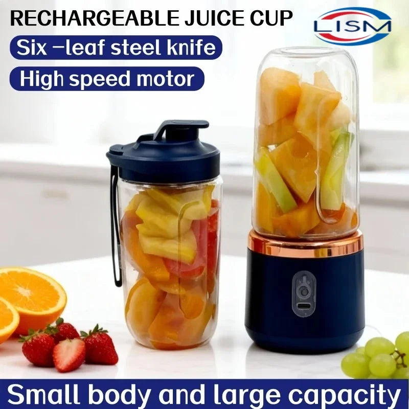 Licuadora Portátil Recargable 400ml - Mini Batidora Inalámbrica USB, Cuchillas de Acero, Vaso Personal