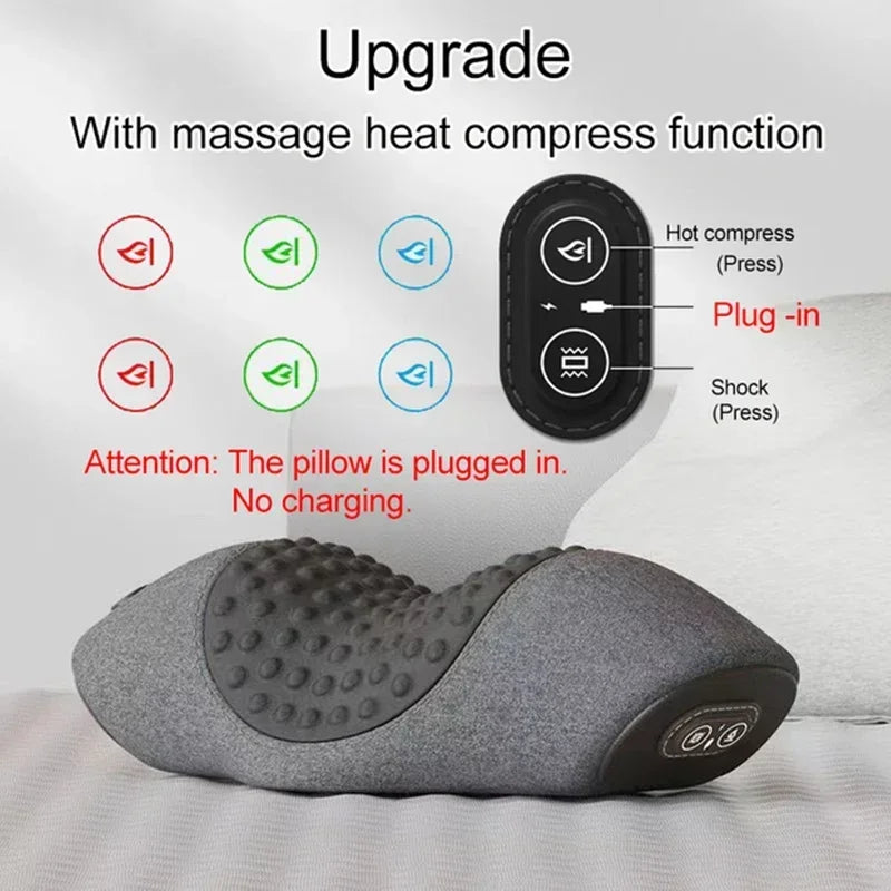 Almohada Masajeadora Cervical Eléctrica - Masaje con Calor y Vibración, Tracción y Estiramiento de Cuello para Relajar Cervicales