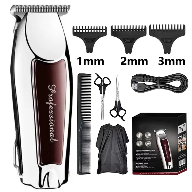 Máquina de Cortar Pelo Profesional Recargable - Kit Barbero para Hombre, Cuchillas de Acero, Inalámbrica