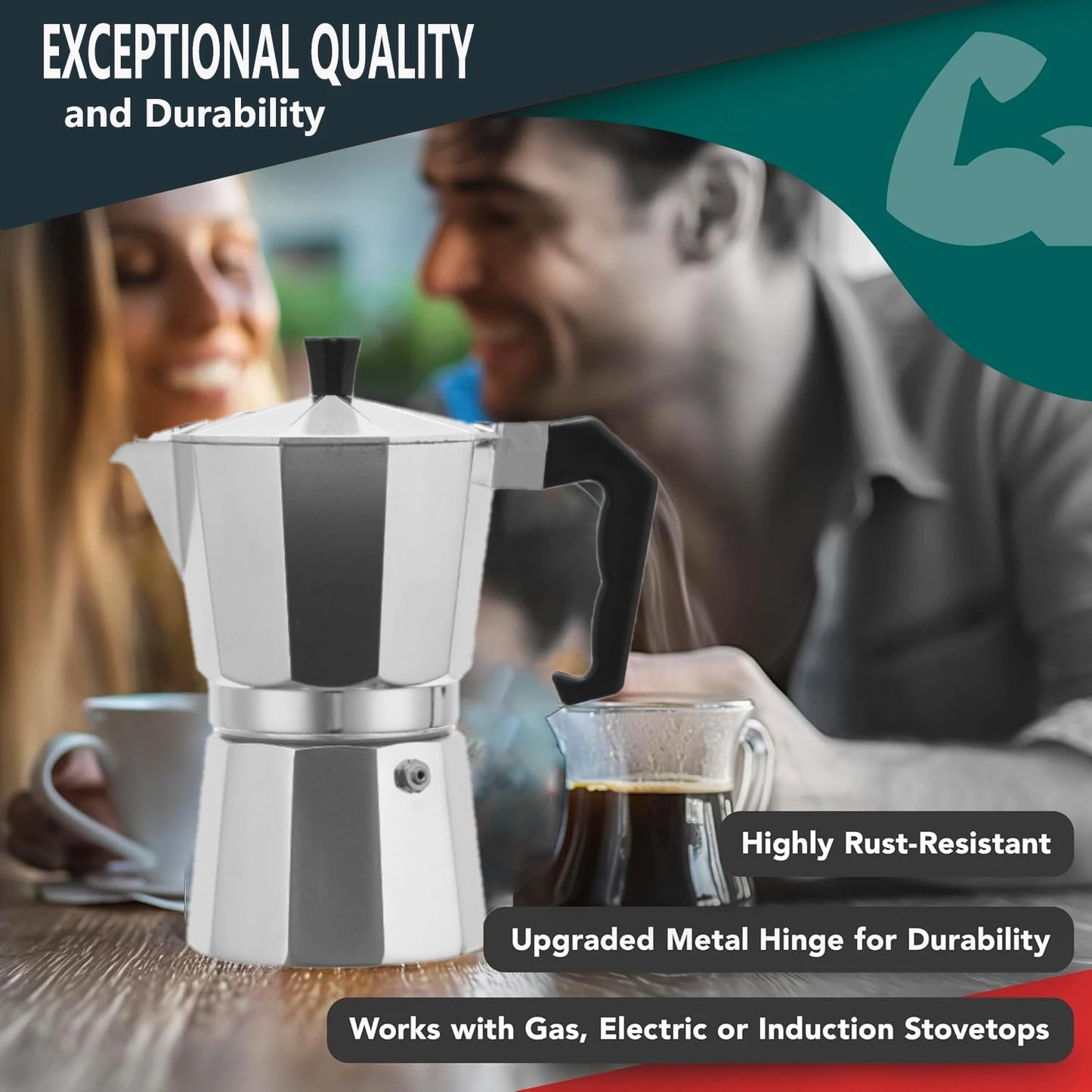 Cafetera Moka Express de Aluminio - Para Café Italiano y Cubano, Tipo Hornalla (1/2/3/6 Pocillos)