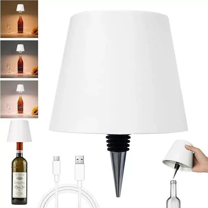 Lámpara LED Recargable Inalámbrica para Botella y Mesa – Luz Táctil Regulable