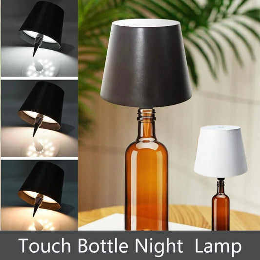 Lámpara LED Recargable Inalámbrica para Botella y Mesa – Luz Táctil Regulable