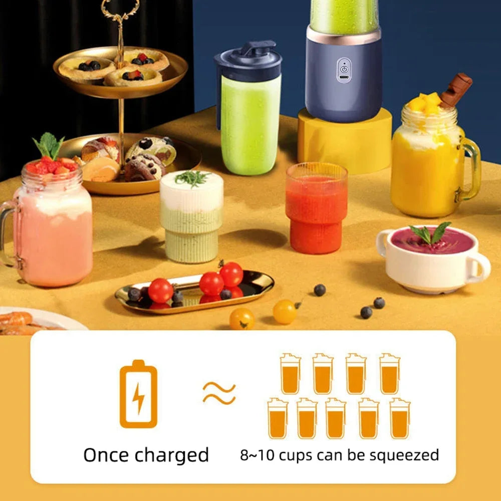 Licuadora Portátil Recargable 400ml - Mini Batidora Inalámbrica USB, Cuchillas de Acero, Vaso Personal