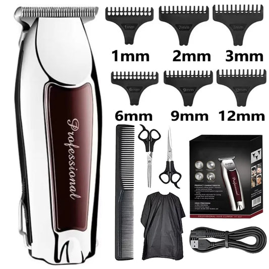 Máquina de Cortar Pelo Profesional Recargable - Kit Barbero para Hombre, Cuchillas de Acero, Inalámbrica