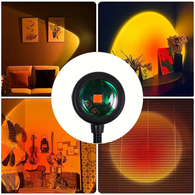 Lámpara Proyector Atardecer Sunset LED USB – Luz Ambiente 360° Regulable