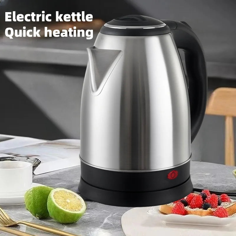 Pava Eléctrica 2L de Acero Inoxidable - Calienta Agua Rápido 1000W con Apagado Automático