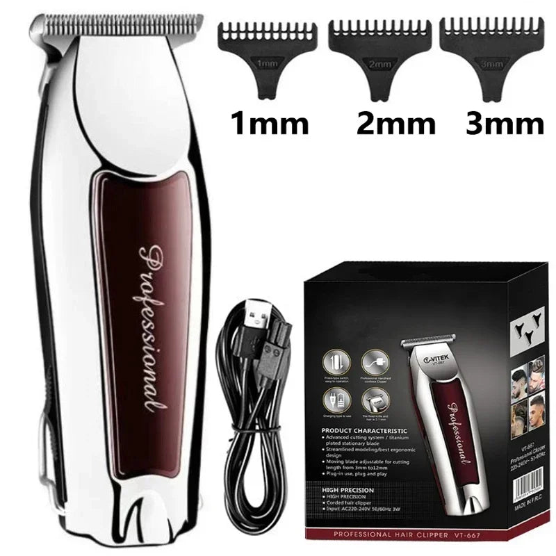 Máquina de Cortar Pelo Profesional Recargable - Kit Barbero para Hombre, Cuchillas de Acero, Inalámbrica