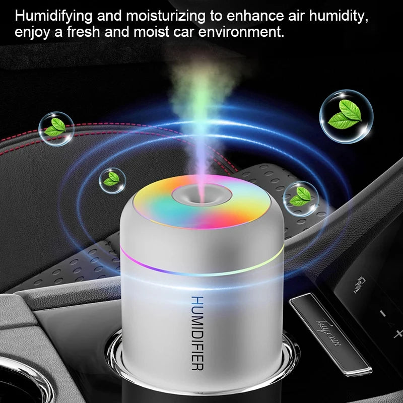 Mini Humidificador y Difusor de Aromas USB - Luz LED de Colores, Niebla Fría 360°, Silencioso para Hogar, Oficina y Auto