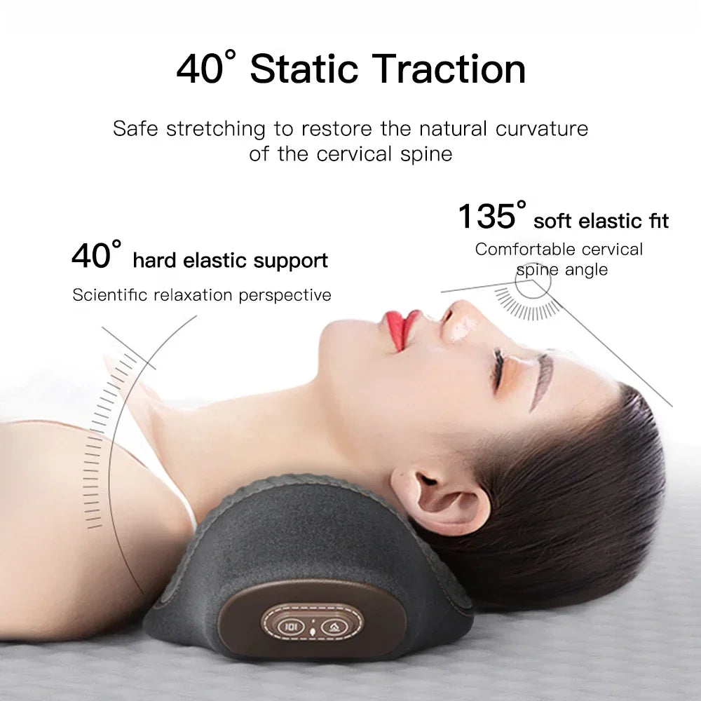Almohada Masajeadora Cervical Eléctrica - Masaje con Calor y Vibración, Tracción y Estiramiento de Cuello para Relajar Cervicales