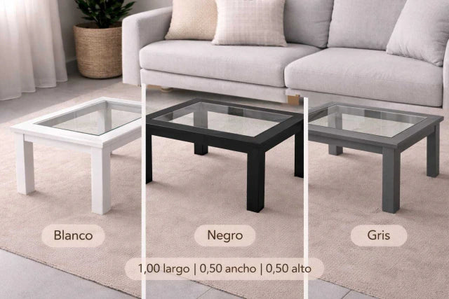 Mesa Ratona Con Vidrio 100x50x50
